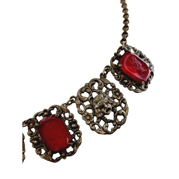 Vintage Rare Intaglio Glass Lady & Face Necklace (A4512) - Picture 6 of 7